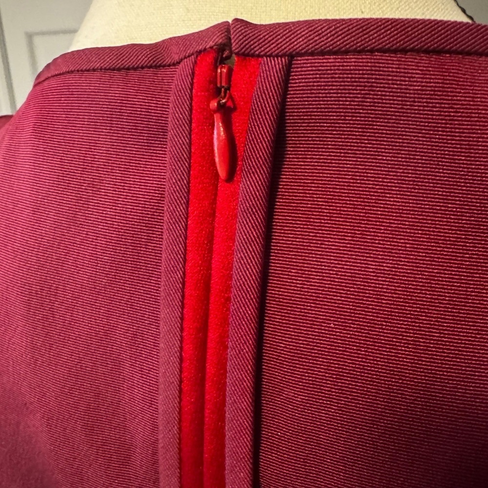 Zac Posen Atelier Silk Faille Fold Peplum Cocktail Dress Burgundy Red US 6 - Picture 7 of 12